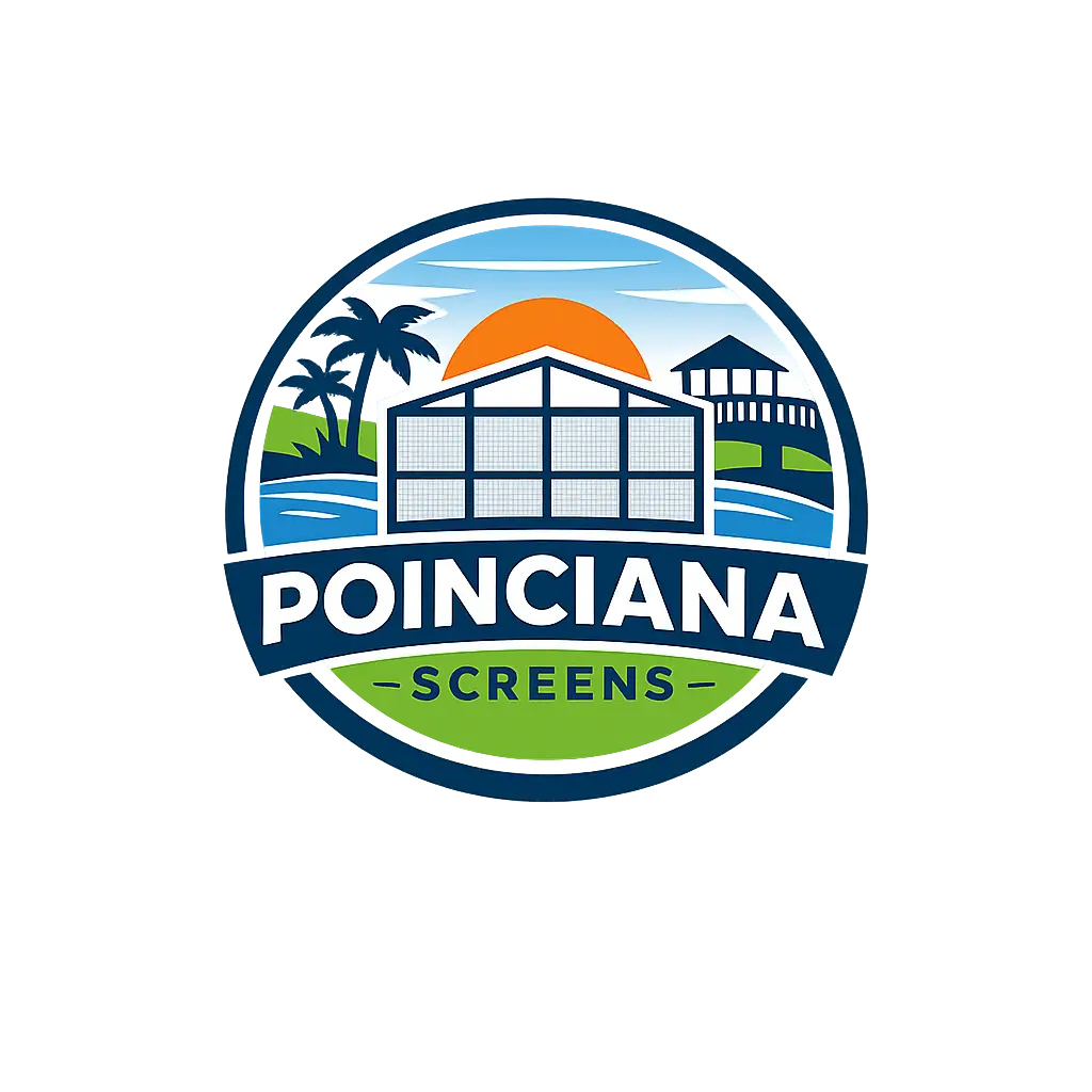 Poinciana Screens logo featuring patio screen enclosure design in Poinciana, FL